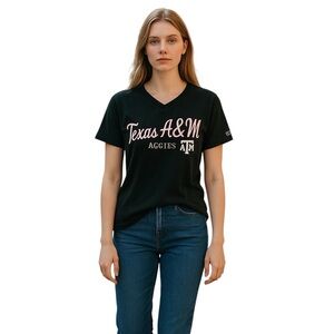 NWOT Champion Texas A&M V-neck Black Women's Tee Shirt Size XL